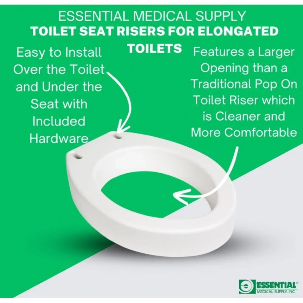 Essential Medical‎ Supply Toilet Seat Riser Elongated 19X14X3.5